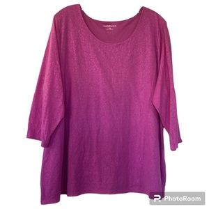 Croft & Barrow Women’s Top 2X with 3/4 Length Sleeves Fully Lined Torso Magenta